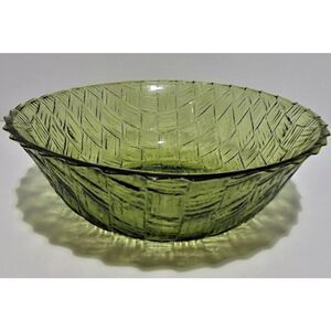 Vintage 50’s Indiana Glass Weavetex Avocado Green Salad Serving Bowl